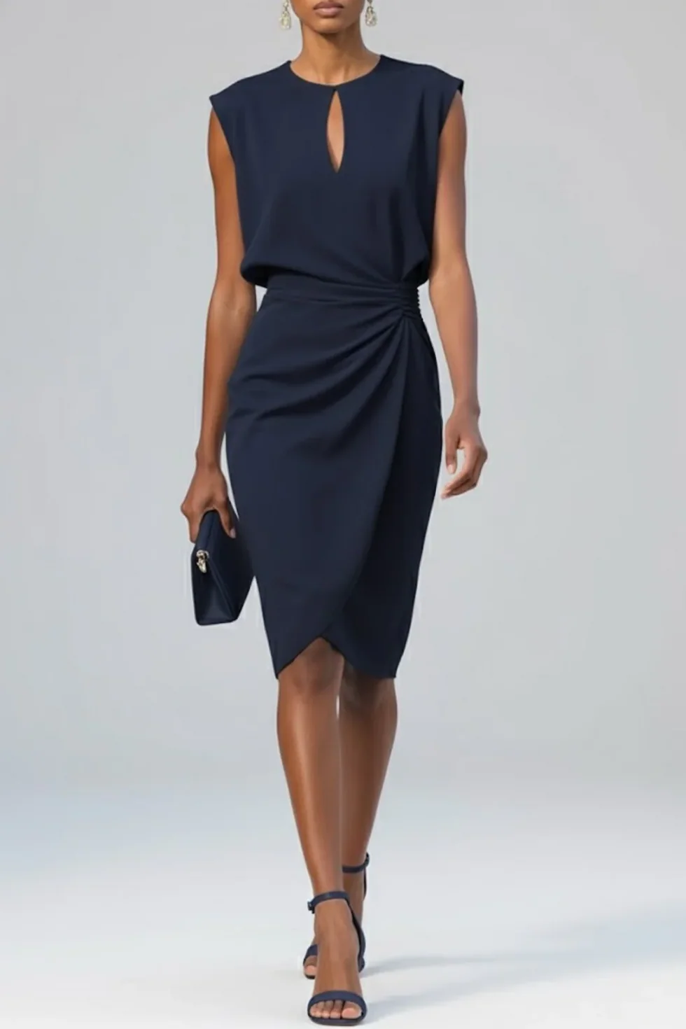 Vestido midi Mujer Fruncido Sin Mangas