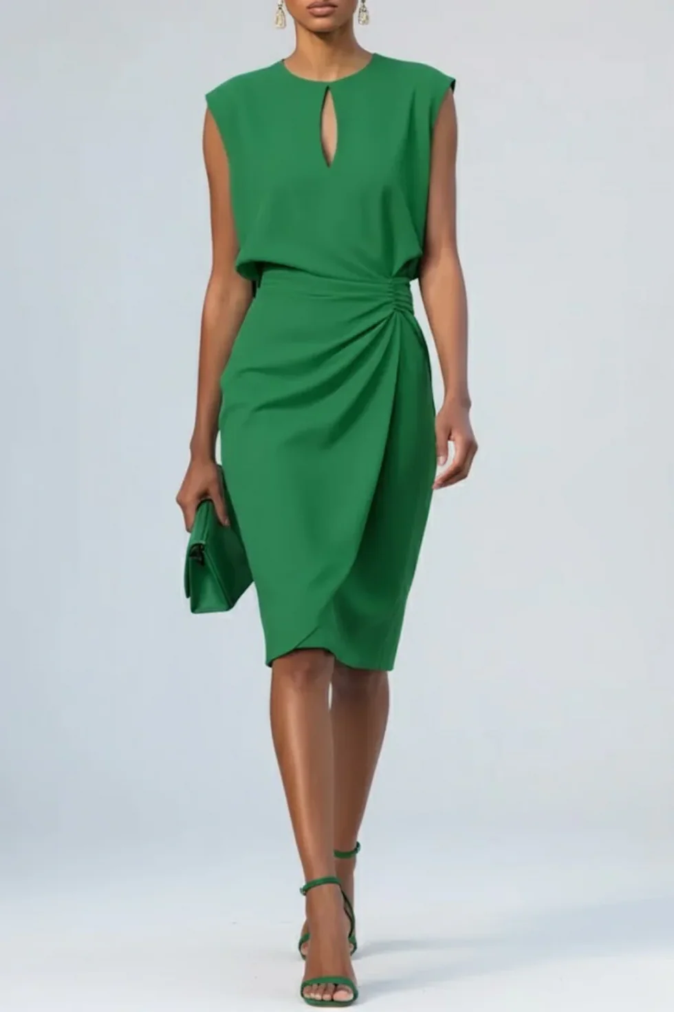 Vestido midi Mujer Fruncido Sin Mangas