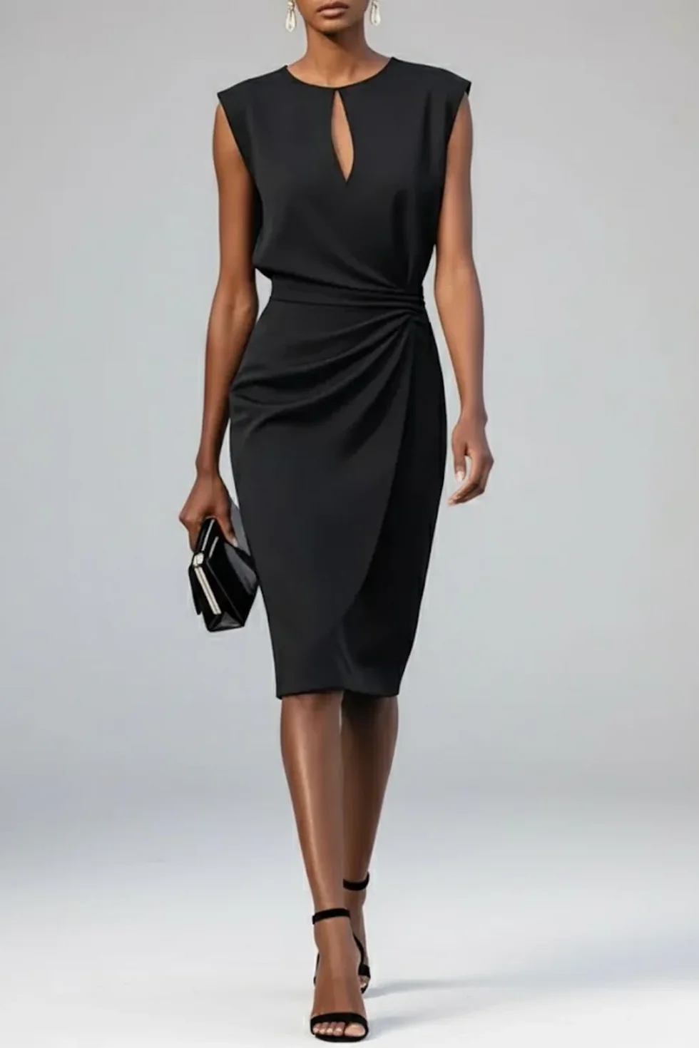 Vestido midi Mujer Fruncido Sin Mangas