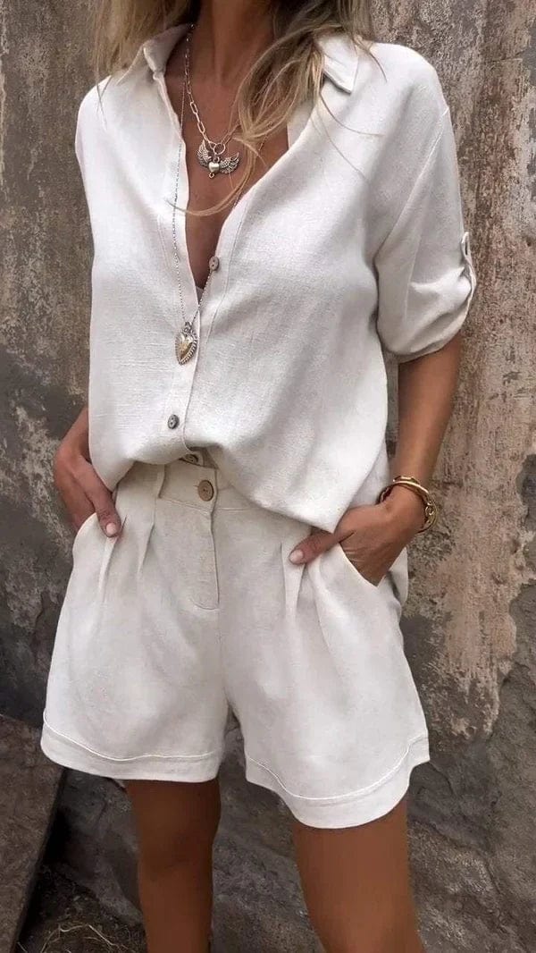 Conjunto Mujer de Dos Piezas Algodón y Pantalón Relajado