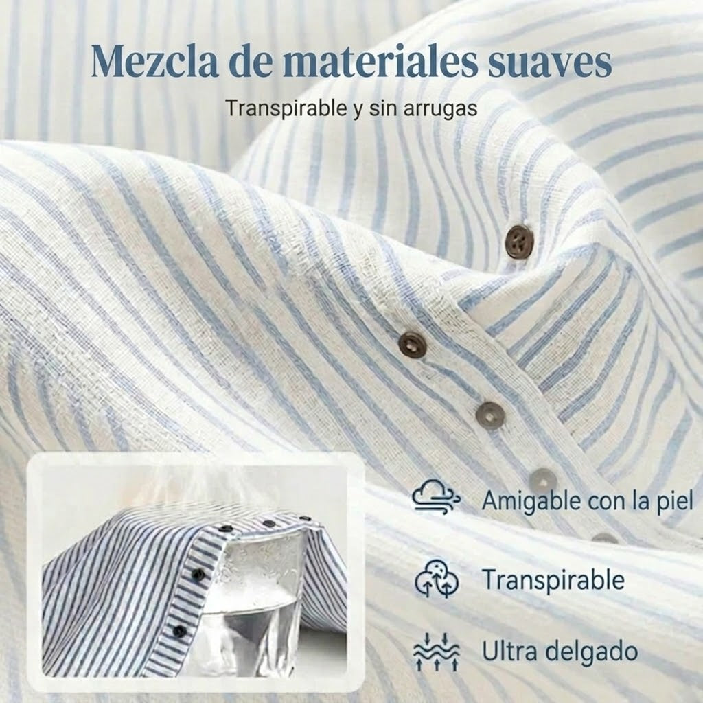 Pantalón recto Mujer con botones laterales y rayas