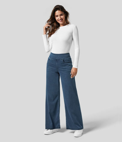 Pantalón Mujer Cintura Alta Corte Ancho Diseño Suelto