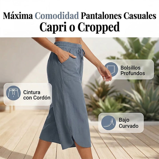 Pantalones Cropped Mujer Transpirables - Mavetta