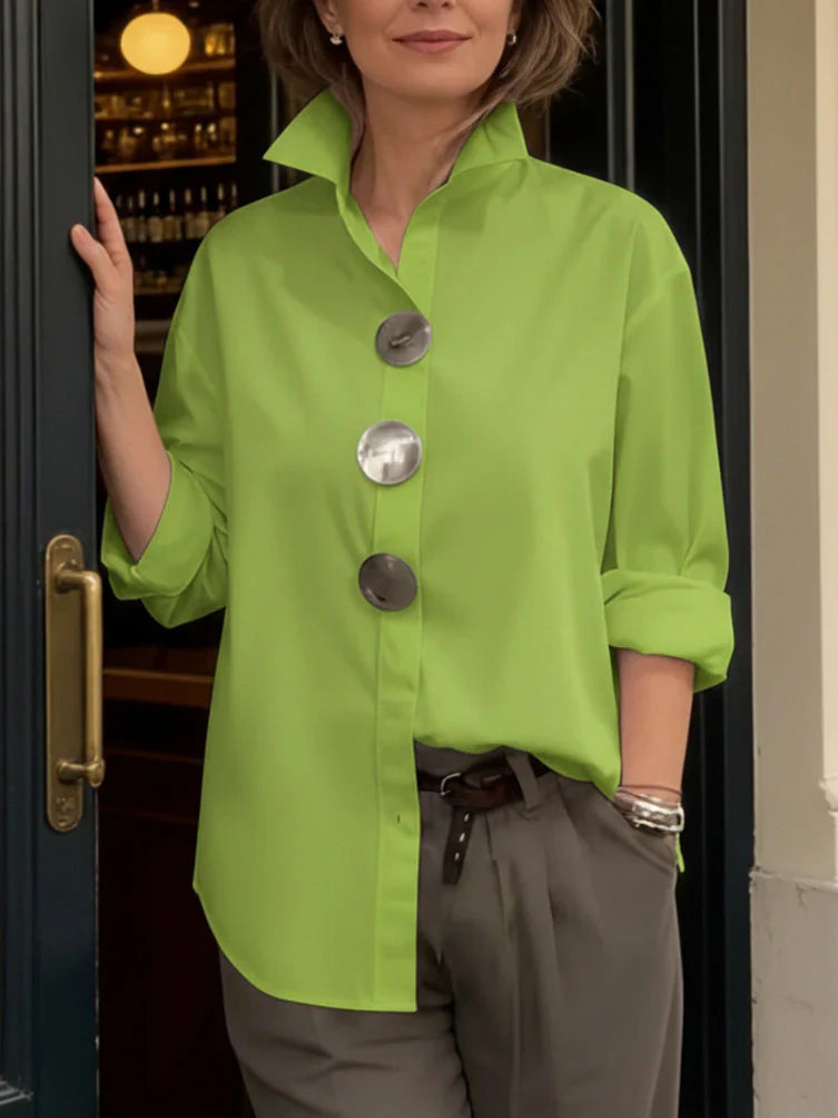 Camisa Mujer Oversize Botones Decorativos