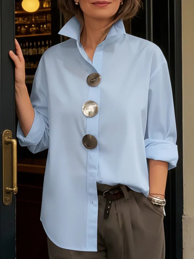 Camisa Mujer Oversize Botones Decorativos