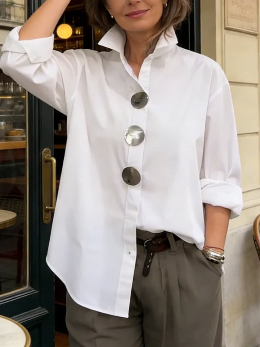 Camisa Mujer Oversize Botones Decorativos - Mavetta