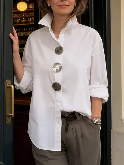 Camisa Mujer Oversize Botones Decorativos