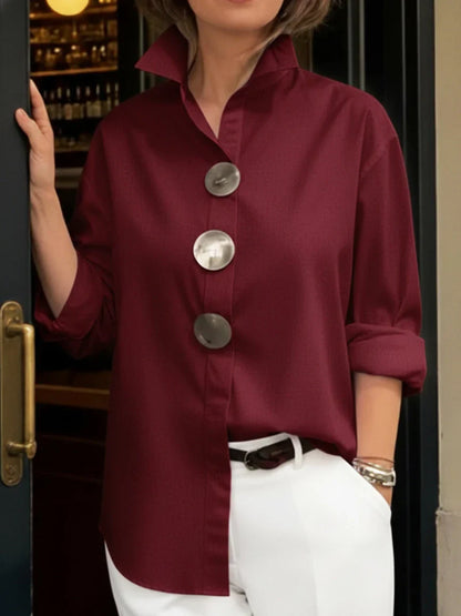 Camisa Mujer Oversize Botones Decorativos