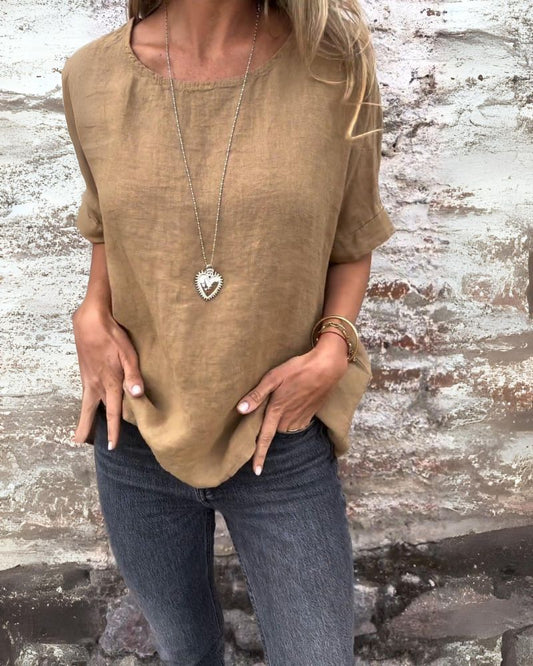 Blusa Mujer Fluida Manga Corta Cuello Redondo - Mavetta