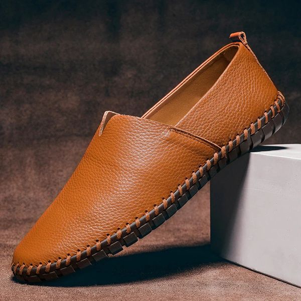 Mocasines Hombre Sin Cordones Costura Visible