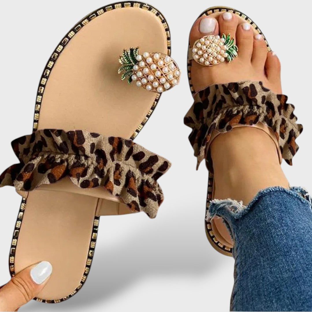 Sandalias Planas Mujer Estilo Boho con Perlas - Mavetta