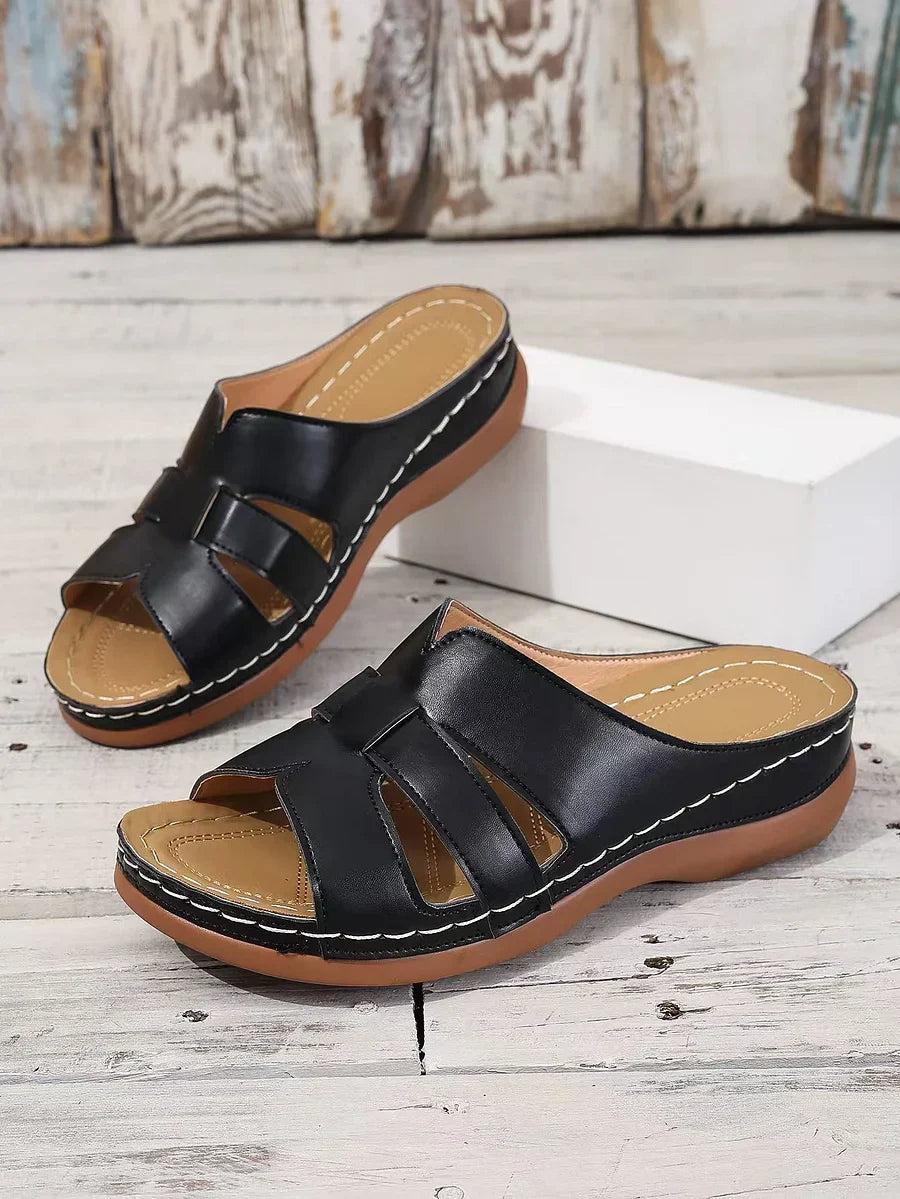 Sandalias Planas Mujer Tira Recortada Diseño Comodo
