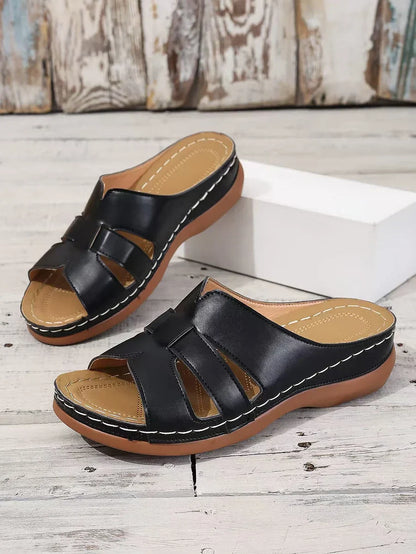 Sandalias Planas Mujer Tira Recortada Diseño Comodo