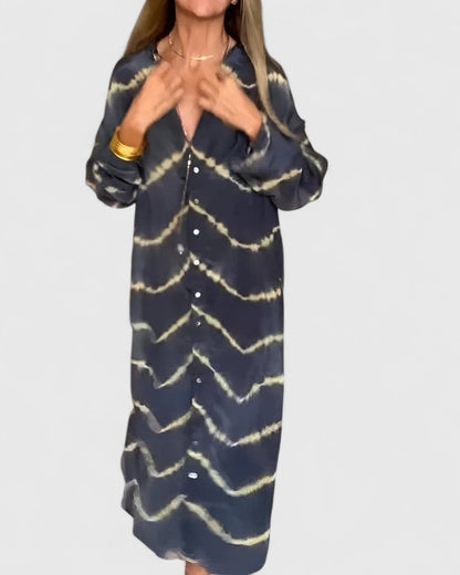 Vestido Maxi Mujer Estilo Boho Fluido con Botones