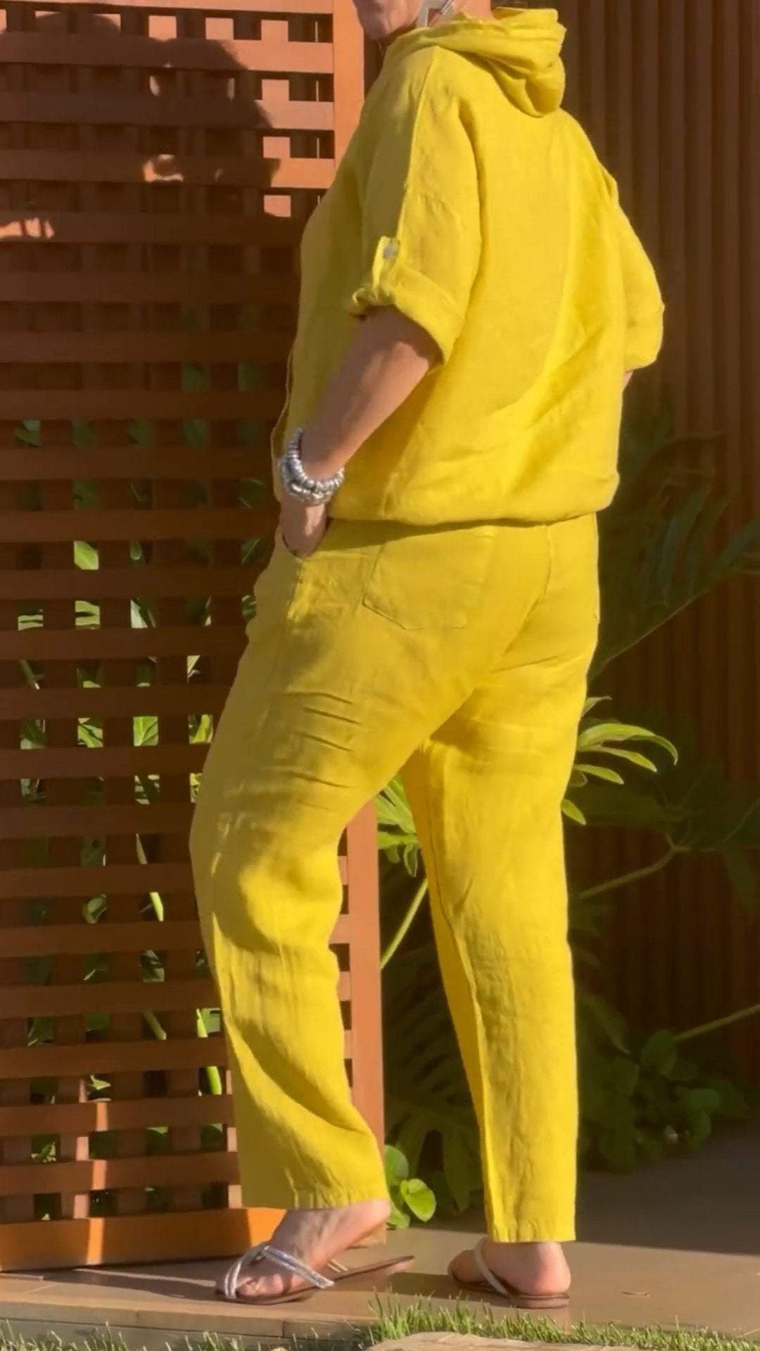 Conjunto Mujer Casual Algodón y Lino Capucha Cremallera