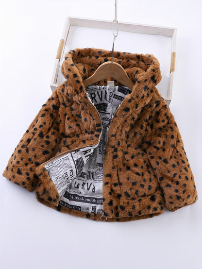 Chaqueta Forro Polar Niña con Capucha Estampado Animal