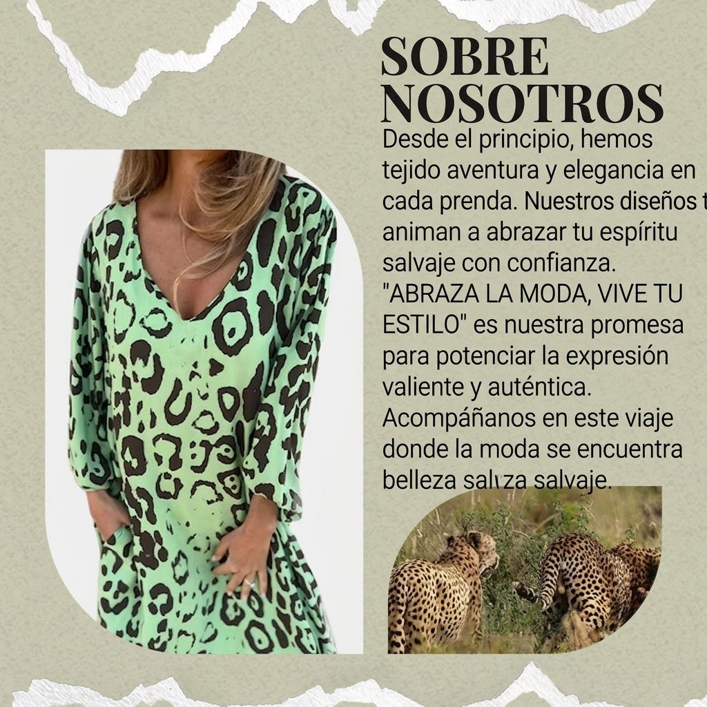 Vestido Safari Mujer Estampado Animal Corte Chic