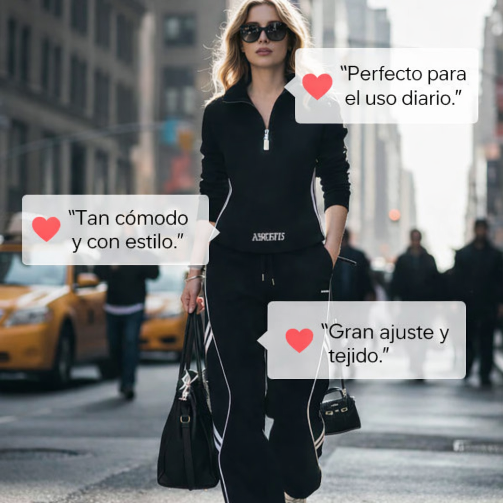 Conjunto Deportivo Mujer de Tejido Suave Media Cremallera