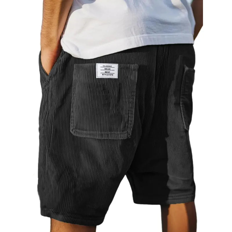 Shorts hombre de terciopelo acanalado cintura elástica bolsillos