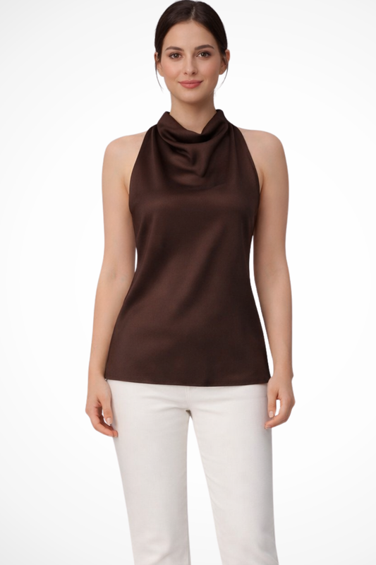 mujer satinado de tirantes halter ajustado - Mavetta