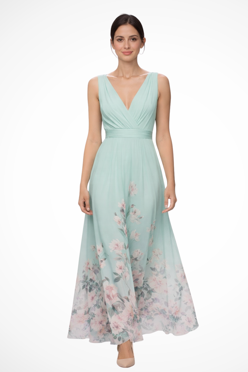 Vestido maxi mujer sin mangas estampado floral fluido