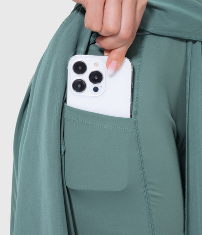 Falda Midi Mujer Talle Alto Cordón Ajustable Acampanada