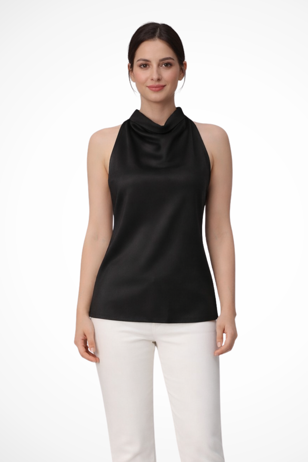 mujer satinado de tirantes halter ajustado