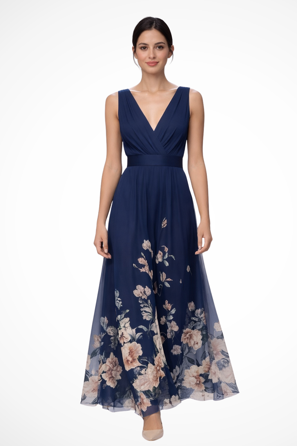 Vestido maxi mujer sin mangas estampado floral fluido