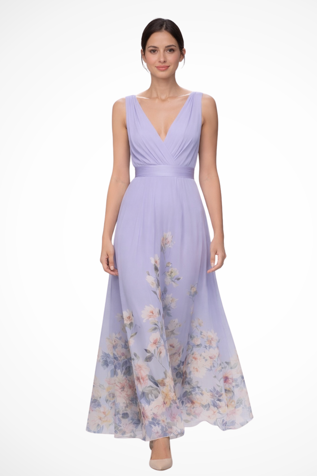 Vestido maxi mujer sin mangas estampado floral fluido