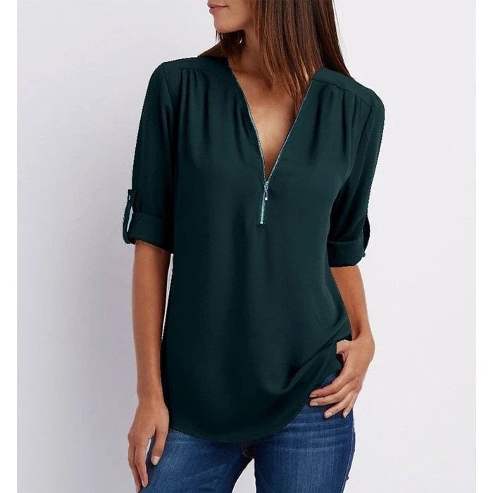 mujer de tejido suave diseño moderno media cremallera