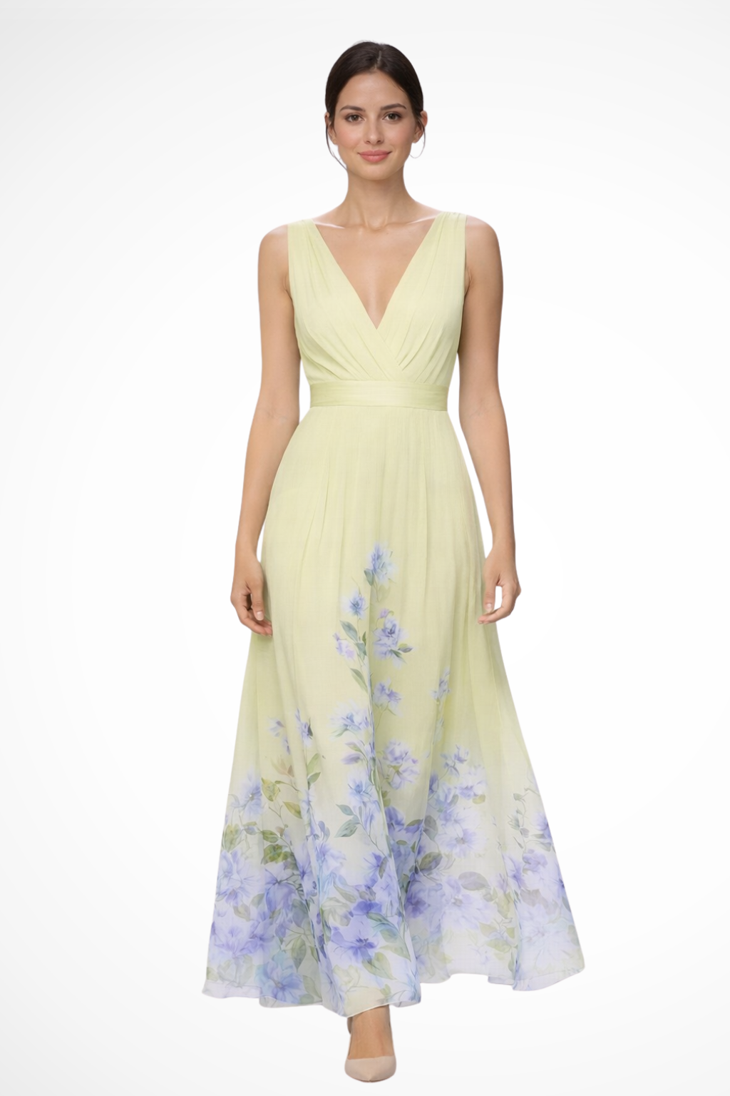 Vestido maxi mujer sin mangas estampado floral fluido