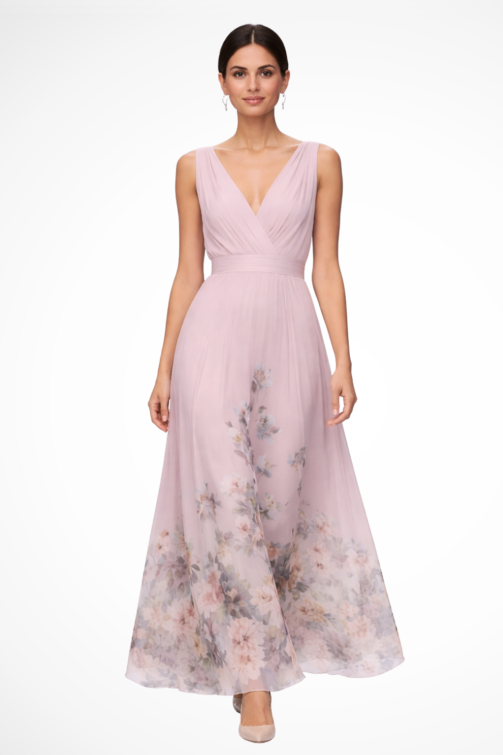 Vestido maxi mujer sin mangas estampado floral fluido
