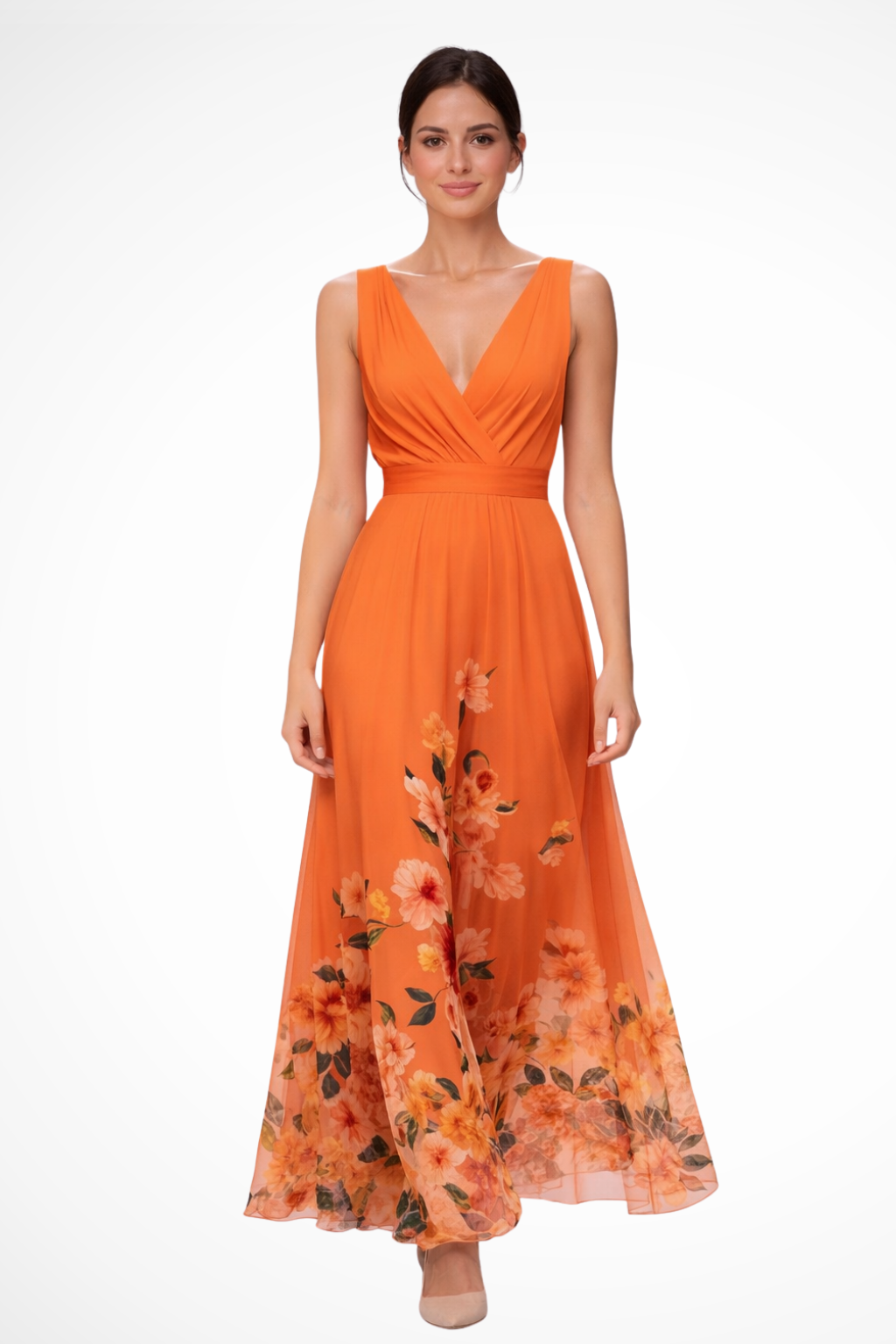 Vestido maxi mujer sin mangas estampado floral fluido