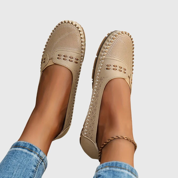 Mocasines Mujer Sintético Perforado Sin Cordones Casual