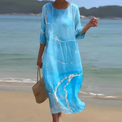 Vestido veraniego mujer Algodón Cuello Redondo Corte Holgado