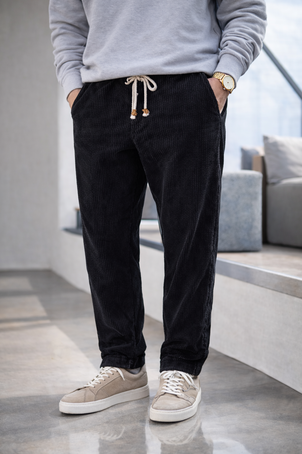 Pantalones Hombre de Pana Comodos Corte Regular