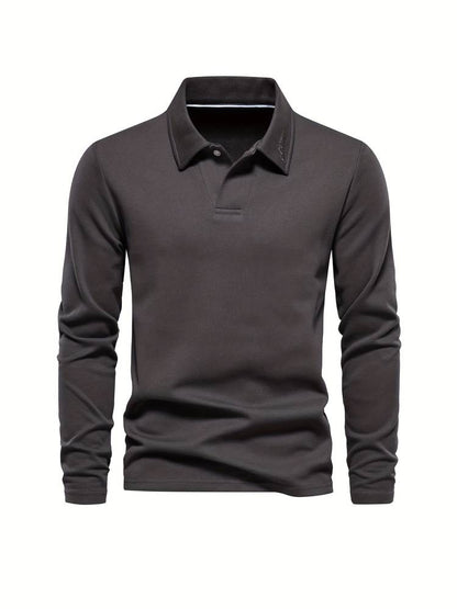 Polo Hombre Algodón Manga Larga Cuello Clásico
