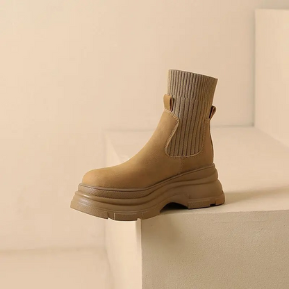 Botas Chelsea Mujer con Detalle de Tejido Elástico
