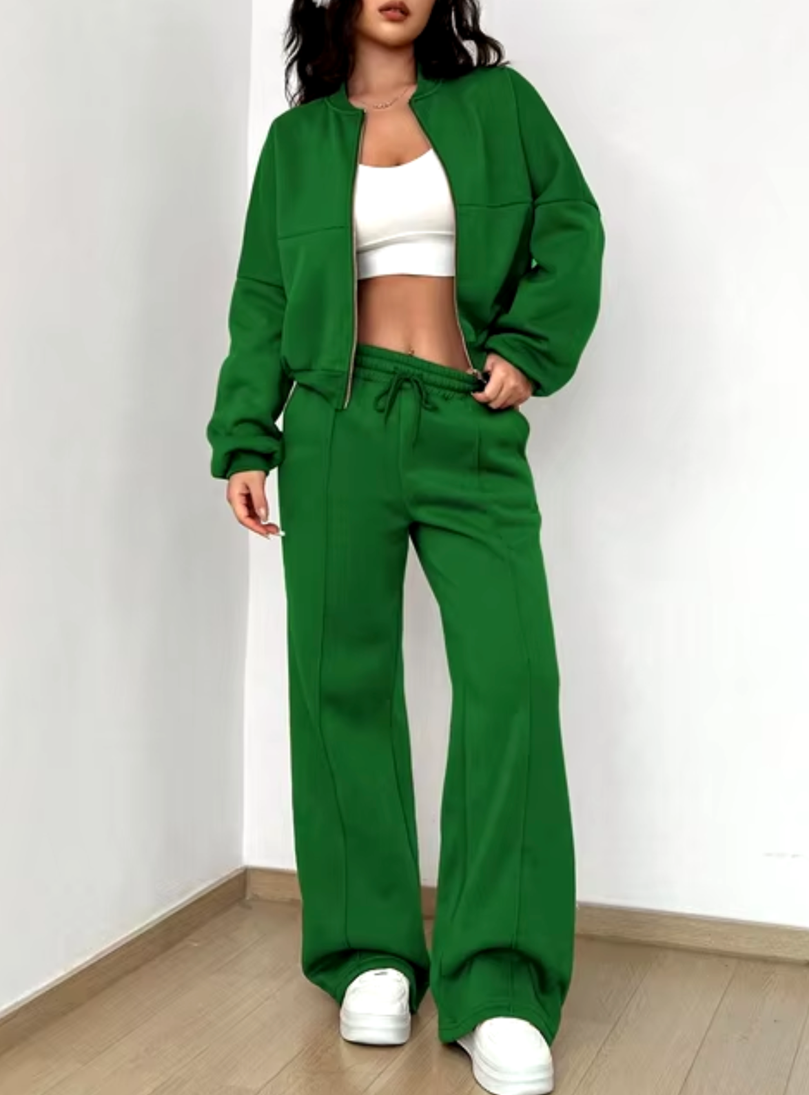 Conjunto Mujer Abrigo Cremallera y Pantalón Jogging Algodón