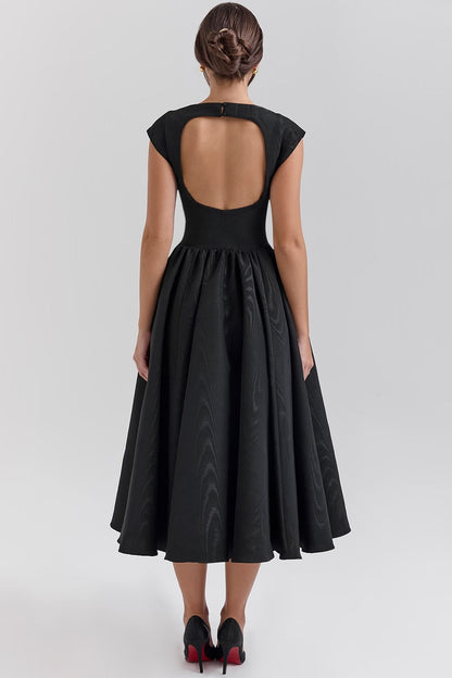 Vestido midi mujer sin mangas espalda descubierta corte línea a