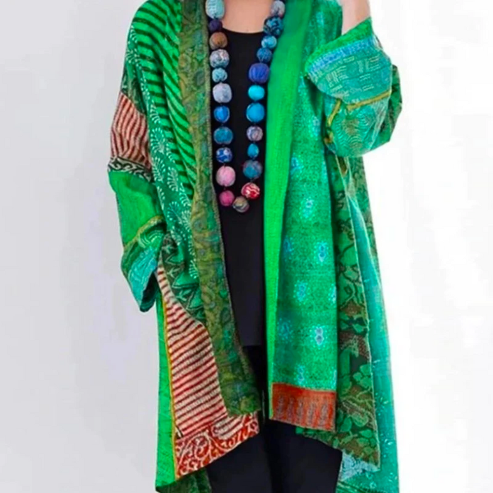 Kimono largo mujer fluido estampado étnico elegante