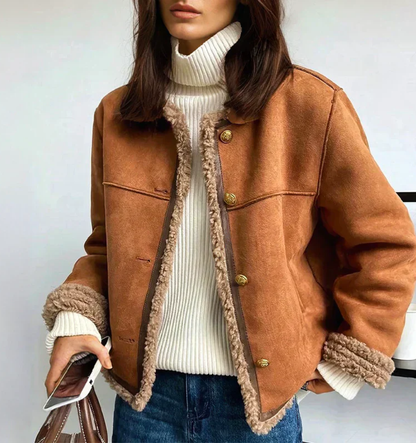 Chaqueta mujer con forro de borrego estilo invierno