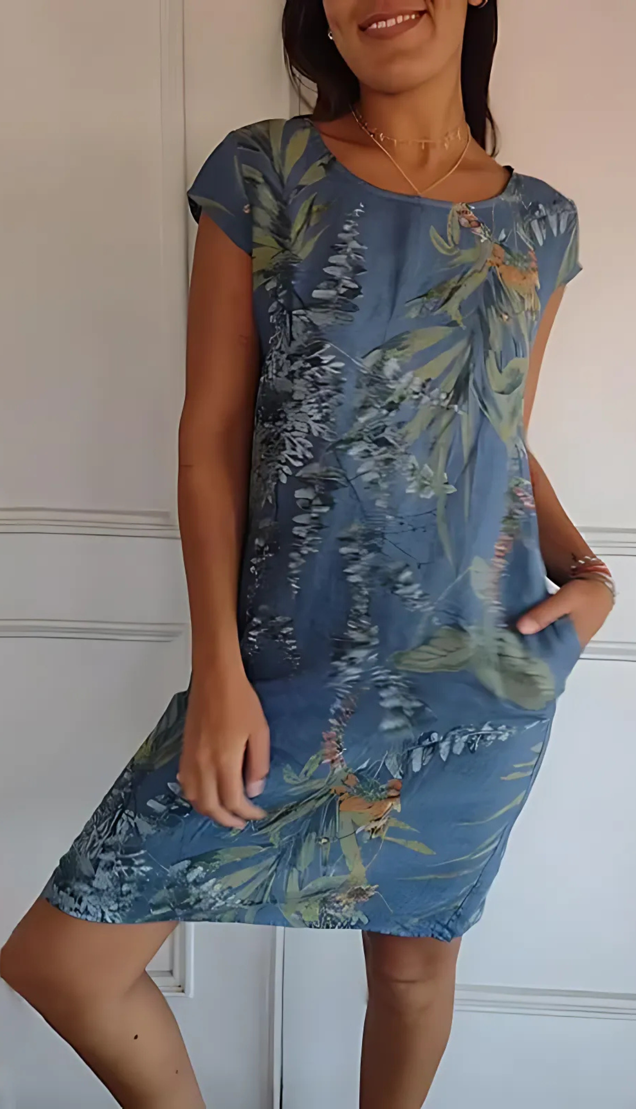 Vestido Mujer Comodo Corte Recto Escote Redondo