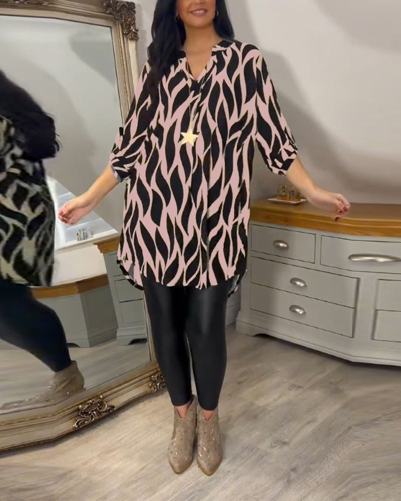 Blusa Mujer Túnica Estampado Gráfico Ajuste Suelto