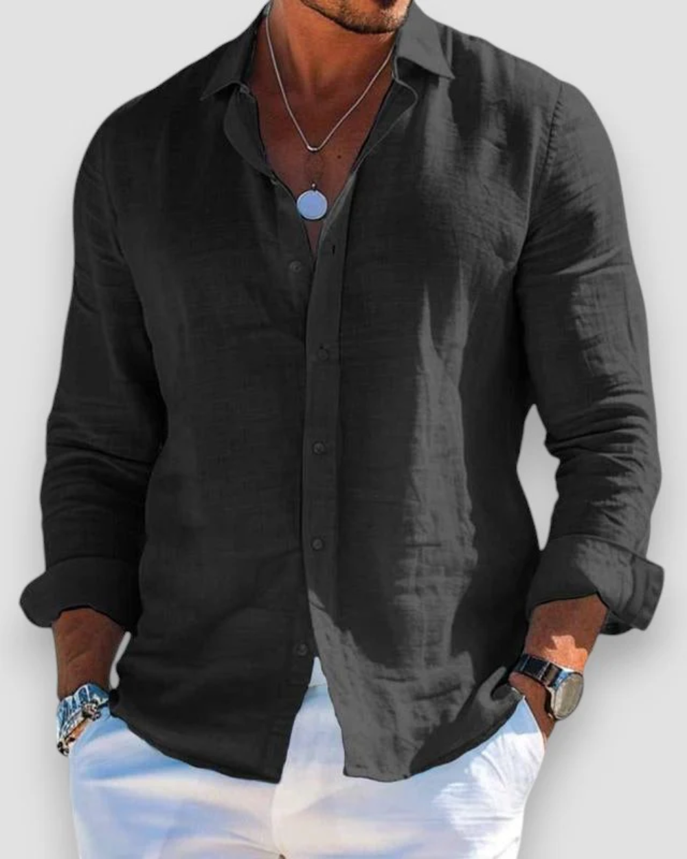 Camisa hombre ligera transpirable casual cómoda