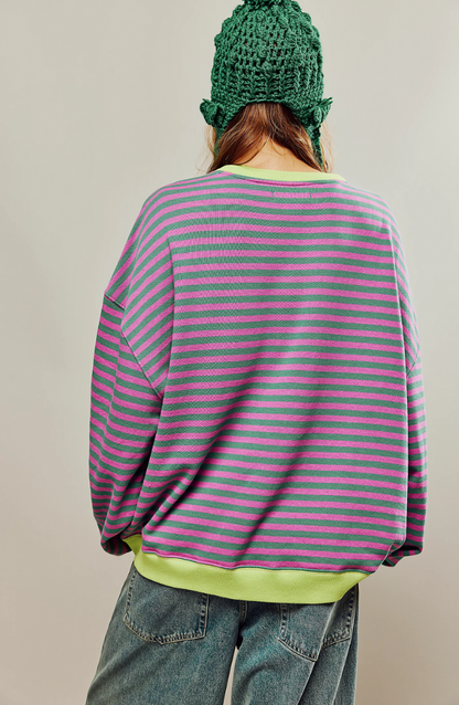 Jersey Mujer Primavera Rayas Cuello Redondo