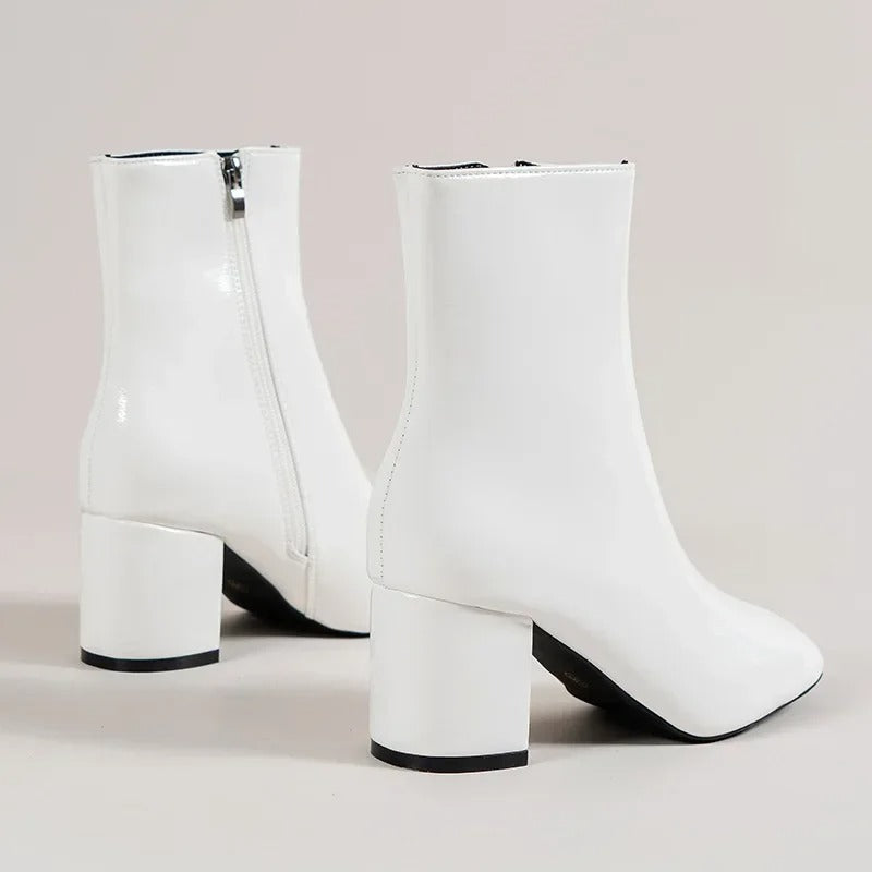 Botines Mujer Tacón Ancho Cremallera Lateral