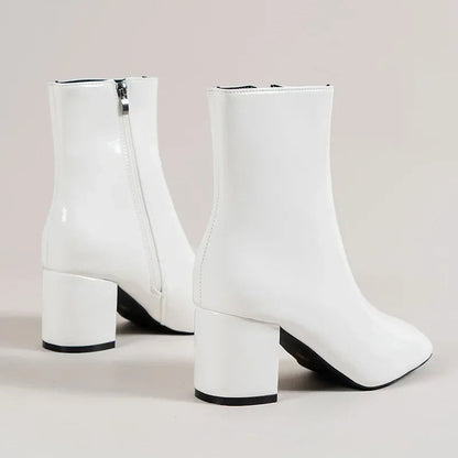 Botines Mujer Tacón Ancho Cremallera Lateral