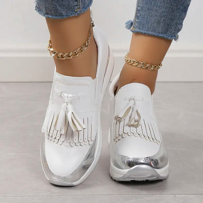 Zapatillas Mujer con Plataforma y Detalles de Flecos