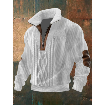 Suéter hombre forro polar cremallera cuello alto cálido